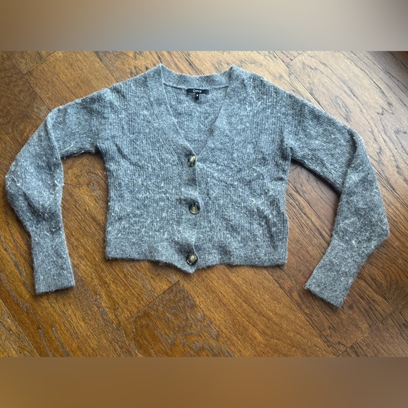 Quince Alpaca Wool Blend Cropped Cardigan Sweater M Medium Gray - Picture 15 of 16